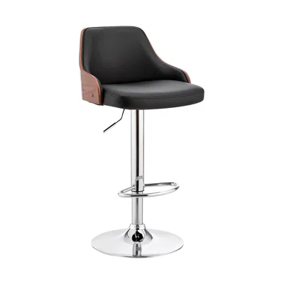 Hivvago 24" Black And Silver Iron Swivel Adjustable Height Bar Chair