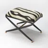 Hivvago 24" Black And White Cotton Blend And Black Ottoman In Multi