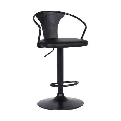 Hivvago 24" Black Iron Swivel Low Back Adjustable Height Bar Chair