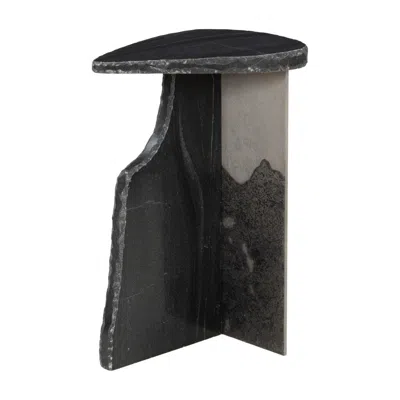 Hivvago 24" Black Marble Pedestal End Table