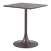 Hivvago 24" Black Steel Pedestal Base Square Dining Table In Brown