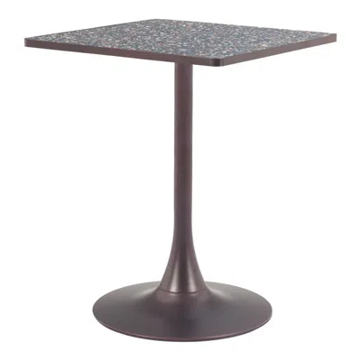 Hivvago 24" Black Steel Pedestal Base Square Dining Table In Brown