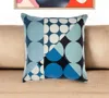 Hivvago 24" Blue And Ivory Geometric Cotton Throw Pillow With Embroidery In Multi