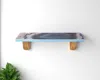 Hivvago 24" Blue And Natural Wood Agate Pattern Wall Mount Accent Shelf In Blue