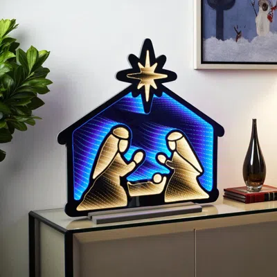 Hivvago 24" Blue And White Acrylic Christmas Tabletop Sign With Led