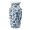 Hivvago 24" Blue And White Floral Round Porcelain Table Vase In Blue