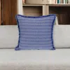 Hivvago 24" Blue And White Striped Cotton Throw Pillow With Fringe In Blue