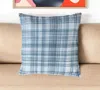 Hivvago 24" Blue Check Cotton Blend Throw Pillow With Embroidery In Blue