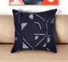 Hivvago 24" Blue Geometric Cotton Blend Throw Pillow With Embroidery In Blue