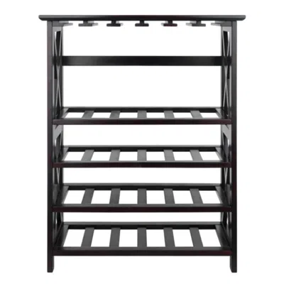 Hivvago 24-bottle Wine Rack Espresso In Black