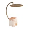Hivvago 24" Brass Iron Pedestal End Table In Brown