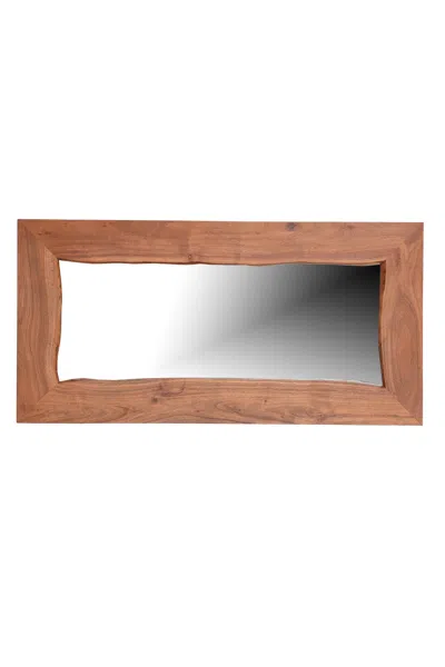 Hivvago 24" Brown Solid Wood Freestanding And Wall Mount Accent Mirror