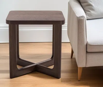 Hivvago 24" Brown Solid Wood Square Cross Legs End Table