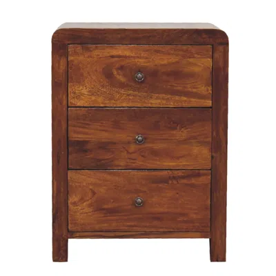Hivvago 24" Brown Solid Wood Three Drawer Nightstand