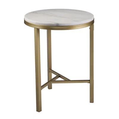 Hivvago 24" Champagne Genuine Marble Look And Iron Rectangular End Table In Gray