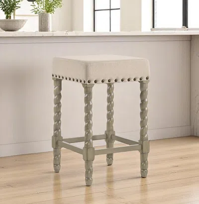 Hivvago 24" Cream And Gray Solid Wood Backless Counter Height Bar Chair In Neutral