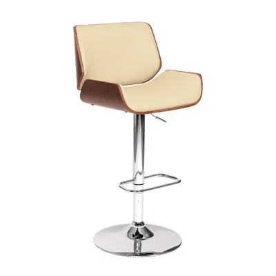Hivvago 24" Cream And Silver Iron Swivel Low Back Adjustable Height Bar Chair In Neutral