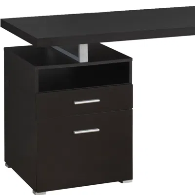 Hivvago 24" Dark Brown And Silver Computer Desk With Two Drawers In Black