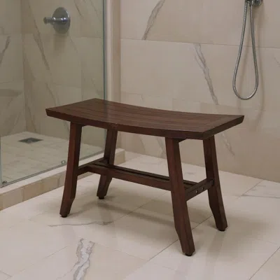 Hivvago 24" Dark Brown Solid Teak Wood Shower Bench