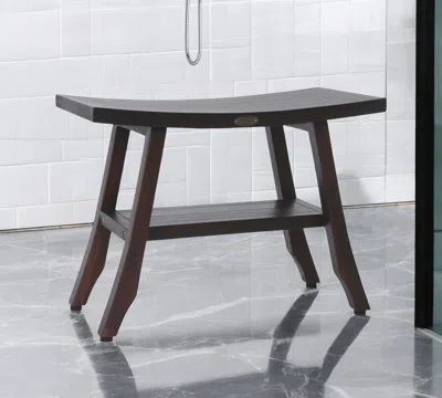 Hivvago 24" Dark Brown Teak Shower Bench With Shelf