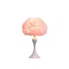 Hivvago 24" Glam Pink Faux Feather And White Metal Table Lamp In Pink