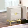 Hivvago 24" Gold And Beige End Table With Two Drawers In White