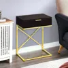 Hivvago 24" Gold And Black Wood And Metal End Table With Drawer In Gold
