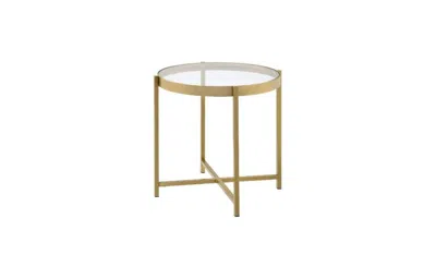 Hivvago 24" Gold And Clear Glass And Metal Round End Table