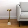 Hivvago 24" Gold And White Metal Round Pedestal End Table In Gold