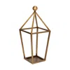 Hivvago 24" Gold Geometric Metal Tabletop Lantern Candle Holder In Metallic