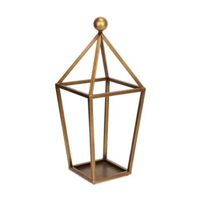 Hivvago 24" Gold Geometric Metal Tabletop Lantern Candle Holder In Metallic