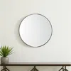 Hivvago 24" Gold Metal Round Framed Accent Mirror In Black