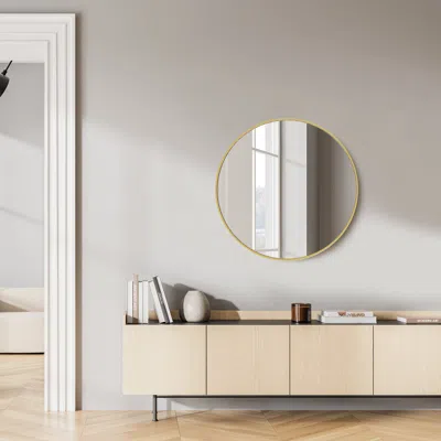 Hivvago 24" Gold Metal Round Framed Bathroom Vanity Mirror