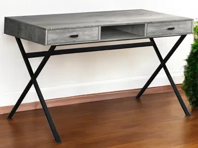 Hivvago 24" Gray And Black Computer Desk With Two Drawers