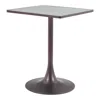 Hivvago 24" Gray Steel Pedestal Base Square Dining Table In Black