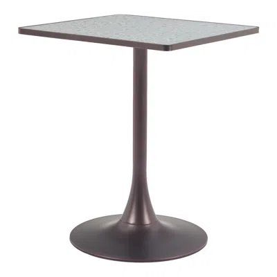 Hivvago 24" Gray Steel Pedestal Base Square Dining Table In Black