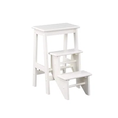 Hivvago 24 Inch 3 Level Step Stool, Plank Tops And Safety Latch, Classic White Wood