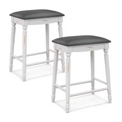 Hivvago 24 Inch Bar Stool Set Of 2 With Padded Seat Cushions And Wood Legs-24 Inches