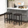 Hivvago 24 Inch Bar Stools With Padded Seat Footrest And Rubber Wood Frame-brown