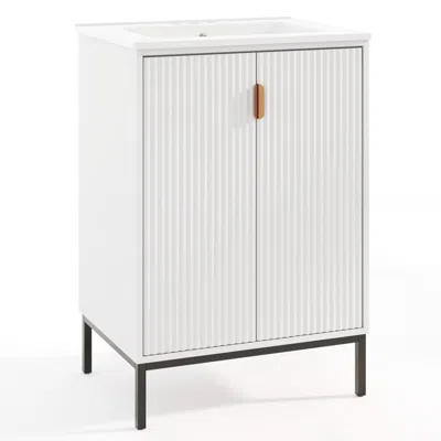 Hivvago 24 Inch Bathroom Vanity With Sink Combo And Adjustable Shelf-white