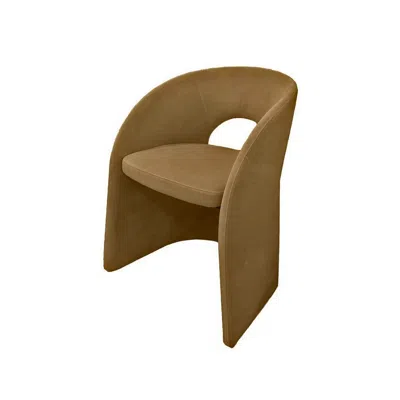Hivvago 24 Inch Dining Chair, Art Deco Design, Jade Cushion, Tan Fabric Upholstery In Brown