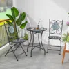 Hivvago 24 Inch Patio Bistro Table With Ceramic Tile Tabletop-black