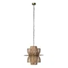 Hivvago 24 Inch Rattan Pendant Chandelier, Natural Brown, Brass In Brown