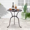 Hivvago Patio Cast Aluminum Table 31 Inch Diameter Round Table With Umbrella Hole-copper