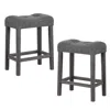 Hivvago 24 Inch Set Of 2 Saddle Bar Stools With Padded Seat-gray