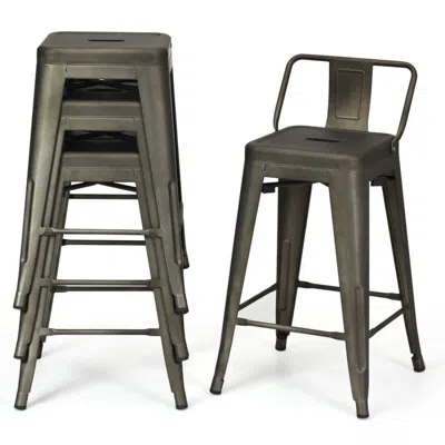 Hivvago 24 Inch Set Of 4 Cafe Side Chairs With Rubber Feet And Removable Backs- In Brown