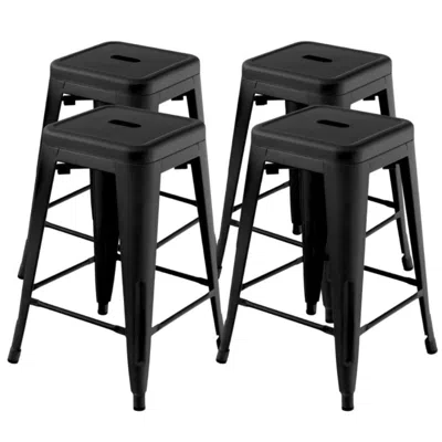 Hivvago 24 Inch Set Of 4 Tolix Style Counter Height Barstool Stackable Chair-black In Brown