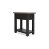 Hivvago 24 Inch Side End Table, Black Wood Base, Power Socket And Usb Chargers