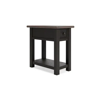 Hivvago 24 Inch Side End Table, Black Wood Base, Power Socket And Usb Chargers
