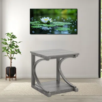Hivvago 24-inch Square C-frame Sofa Side Table With 2 Tiers In Gray
